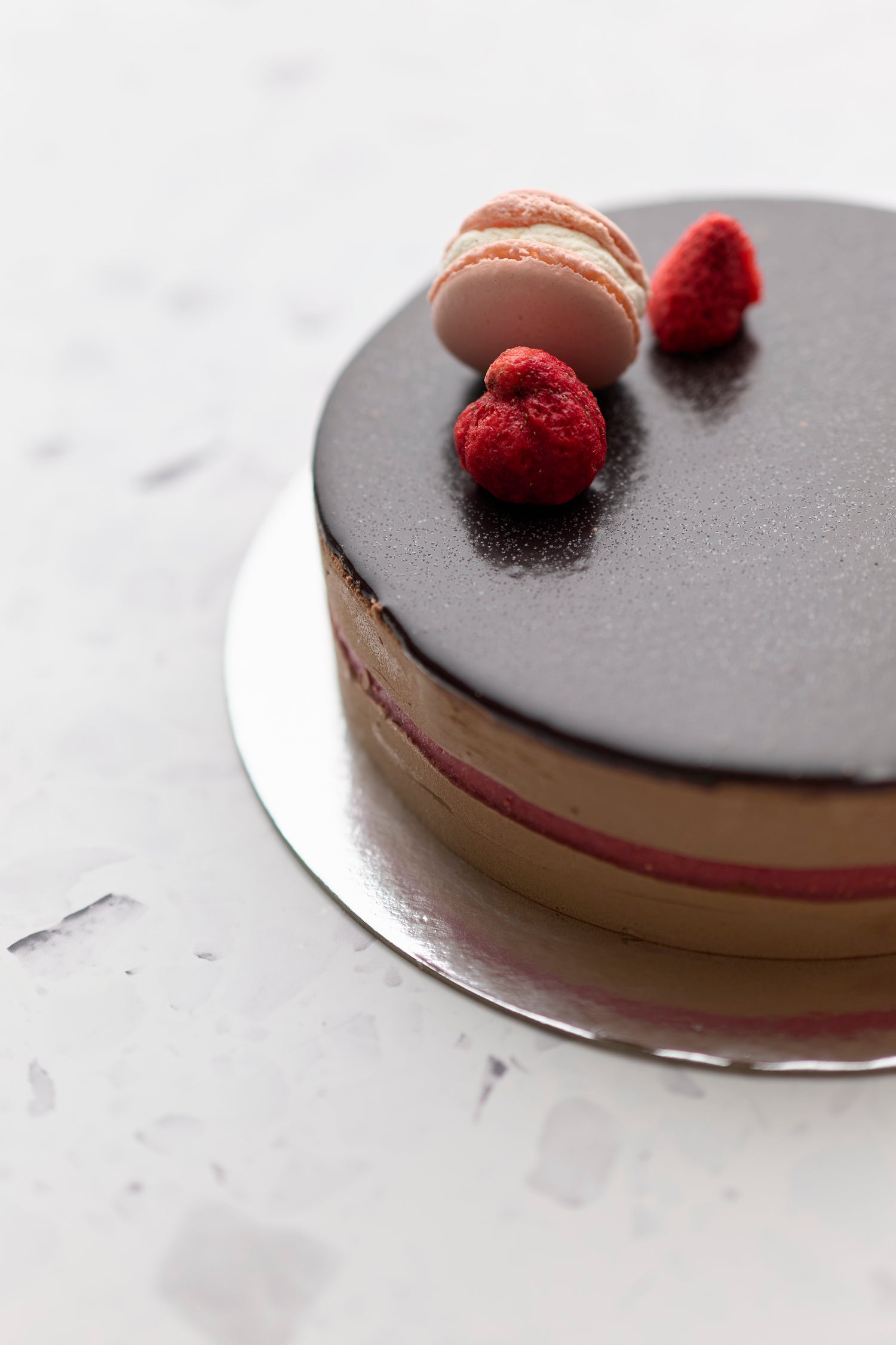Chocolate with a strawberry centre