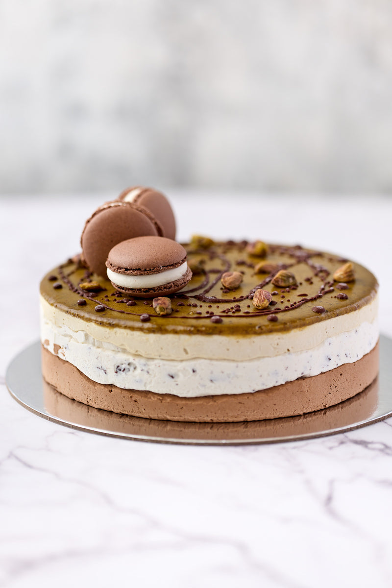 Chocolate, stracciatella and pistachio